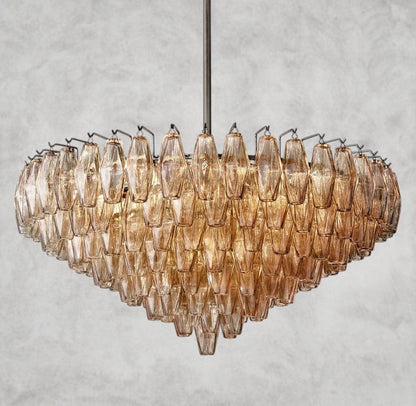 CHIARA CLEAR/ SMOKE GLASS TIERED ROUND CHANDELIER 37", 47", 62"