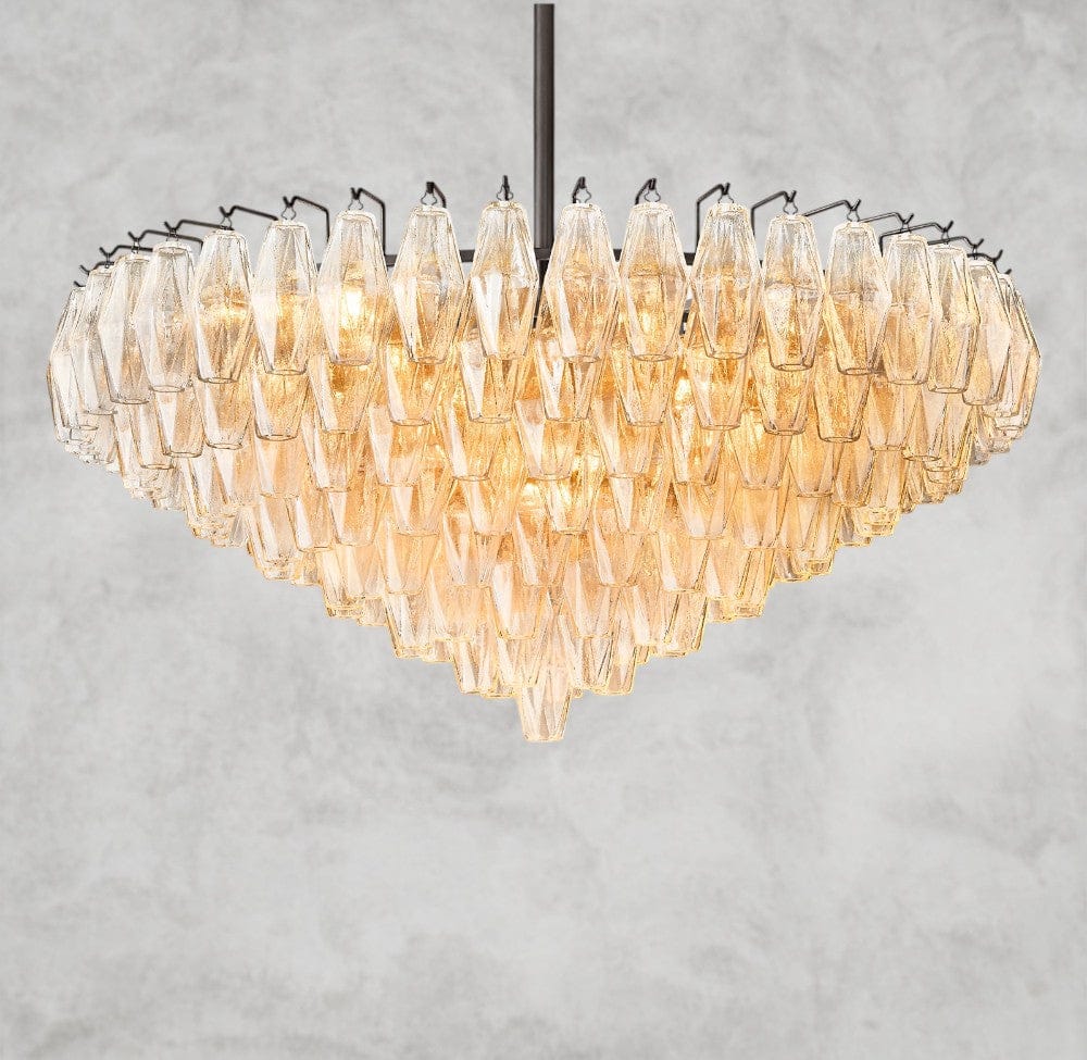 CHIARA CLEAR/ SMOKE GLASS TIERED ROUND CHANDELIER 37", 47", 62"