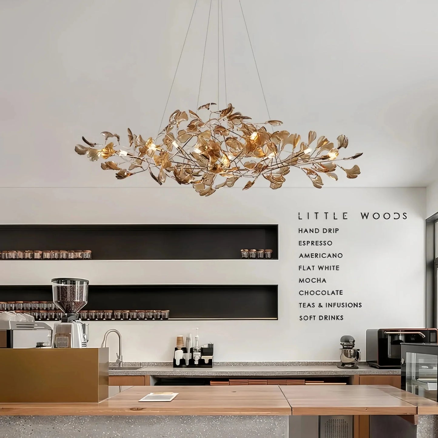 Colorful Glass Ginkgo Leaf Chandelier