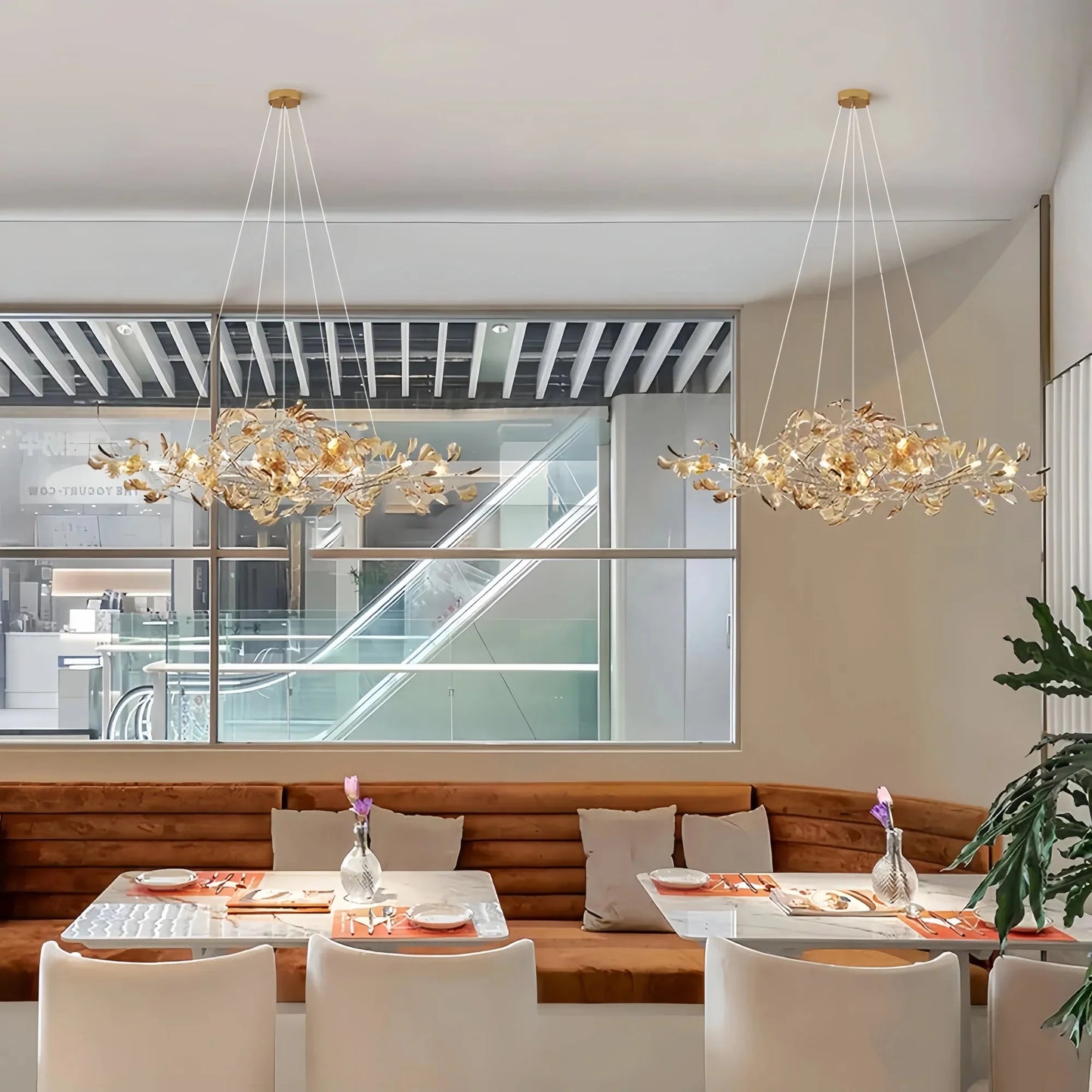 Colorful Glass Ginkgo Leaf Chandelier
