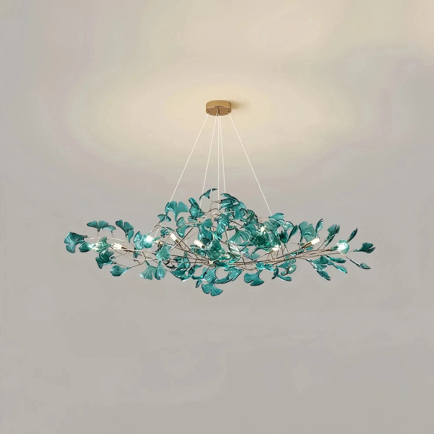 Colorful Glass Ginkgo Leaf Chandelier