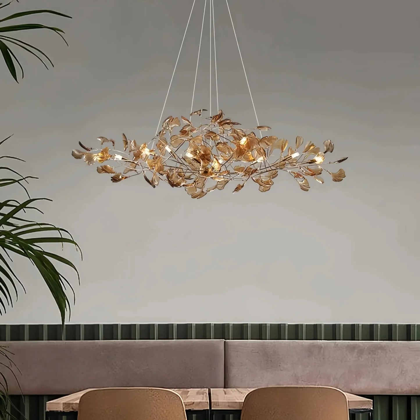 Colorful Glass Ginkgo Leaf Chandelier
