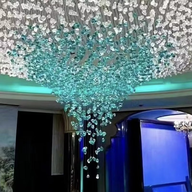 Customized Hotel Project Lobby Restaurant Turquoise Blue Glass Chandelier