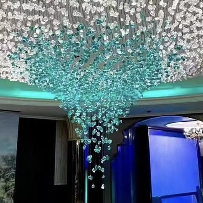Customized Hotel Project Lobby Restaurant Turquoise Blue Glass Chandelier