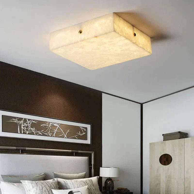 Coral Modern Alabaster Flushmount, Designer Ceiling Light Fixtures