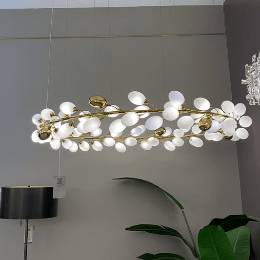 Creative Art Grape Chandelier Pure White Nordic Ring and Linear Design for Living Room or Dining Room