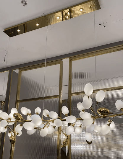 Creative Art Grape Chandelier Pure White Nordic Ring and Linear Design for Living Room or Dining Room