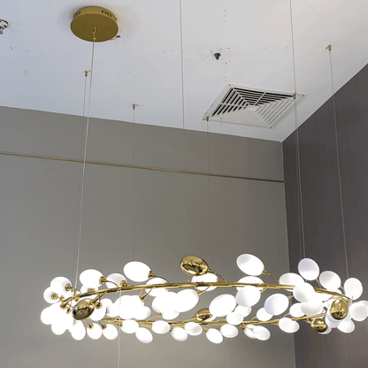 Creative Art Grape Chandelier Pure White Nordic Ring and Linear Design for Living Room or Dining Room
