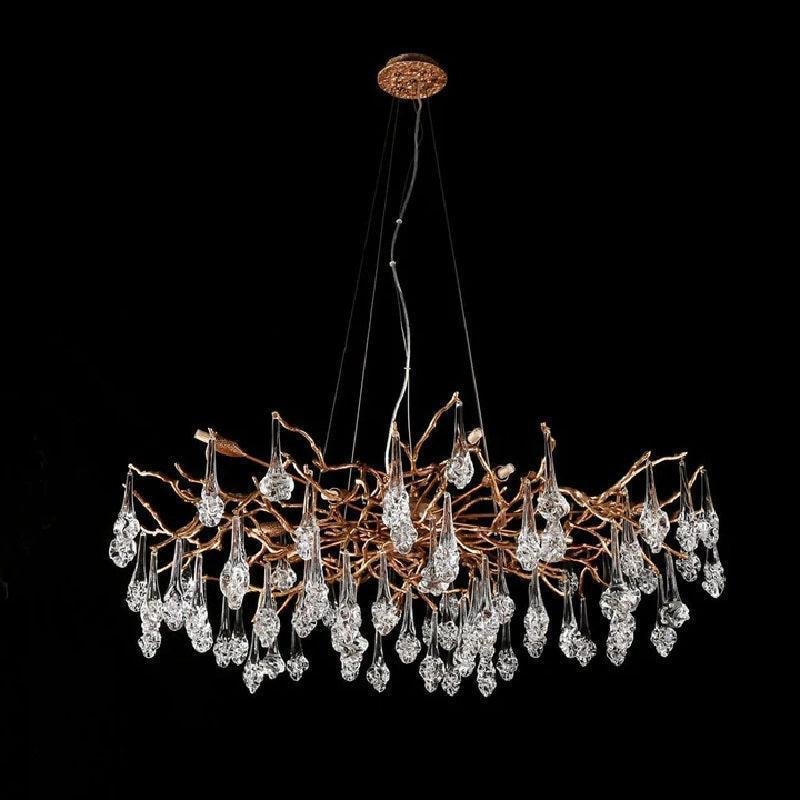 Creative Rose Crystal Brass Branch Chandelier