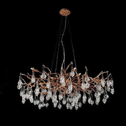 Creative Rose Crystal Brass Branch Chandelier