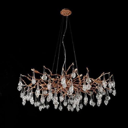 Creative Rose Crystal Brass Branch Chandelier