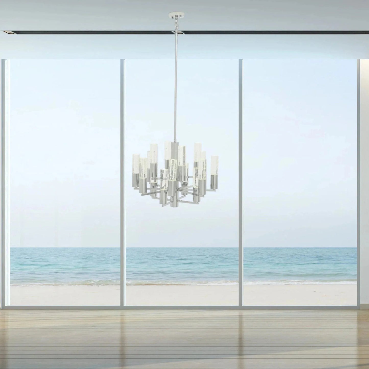 Crystal Cylinders Chandelier 16 Lights Dimmable