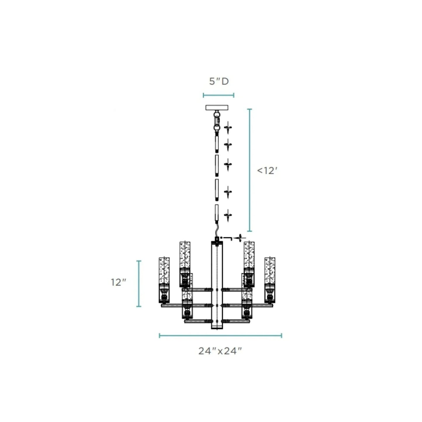 Crystal Cylinders Chandelier 16 Lights Dimmable