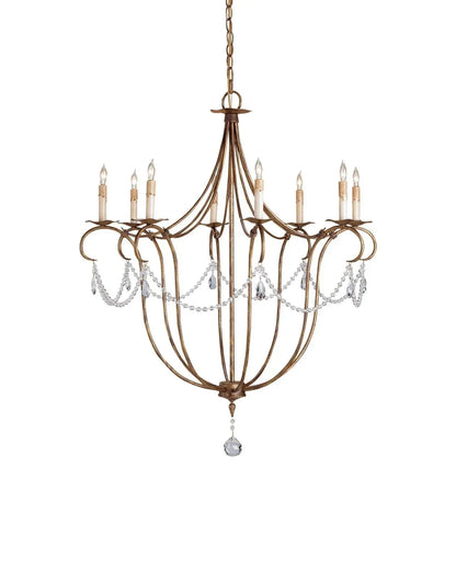 Crystal Lights Large Gold & Silver Chandelier For living room