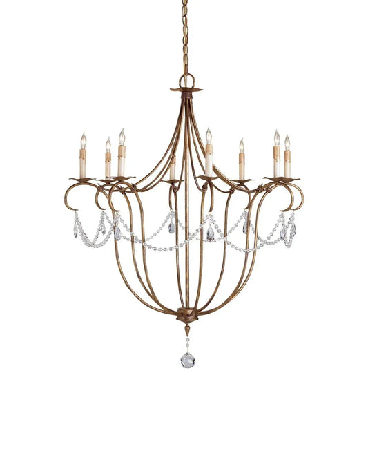 Crystal Lights Large Gold & Silver Chandelier For living room