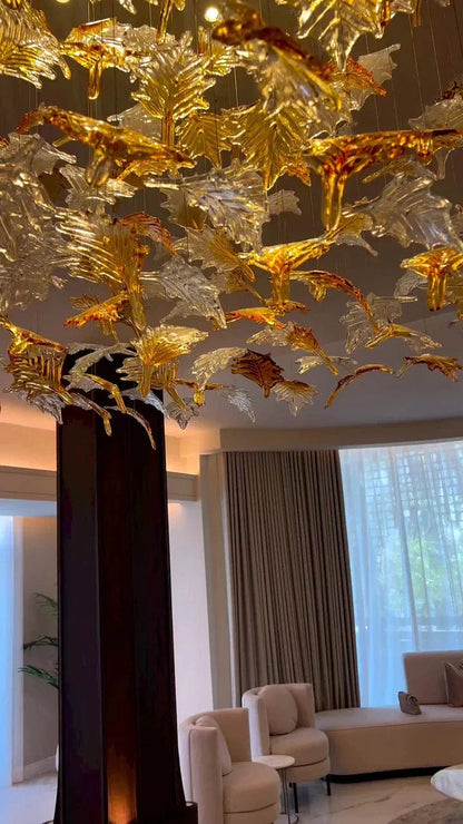 Custom Maple Leaf Chandelier For Villas/Banquet Hall/Hotel Lobby