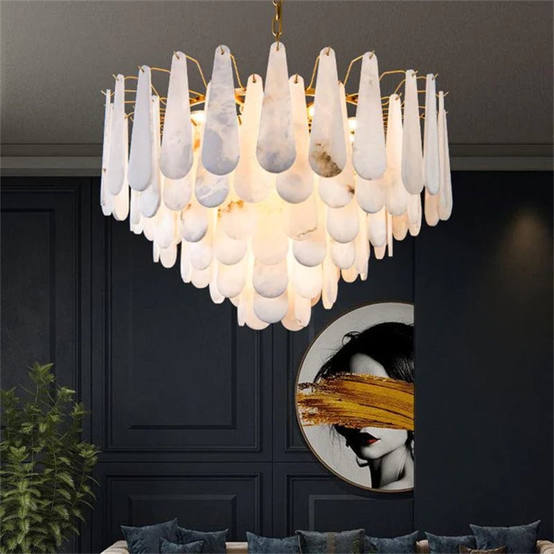 Deborah Alabaster Foyer Chandelier Lighting, Luxury Modern Lighting