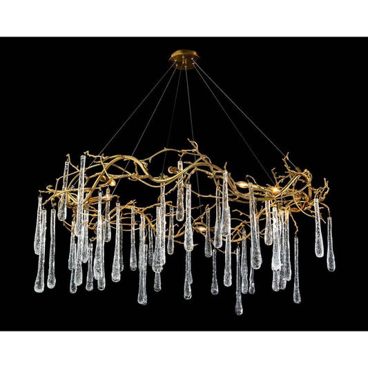 Deermiq Brass Teardrop Eight-Light Chandelier