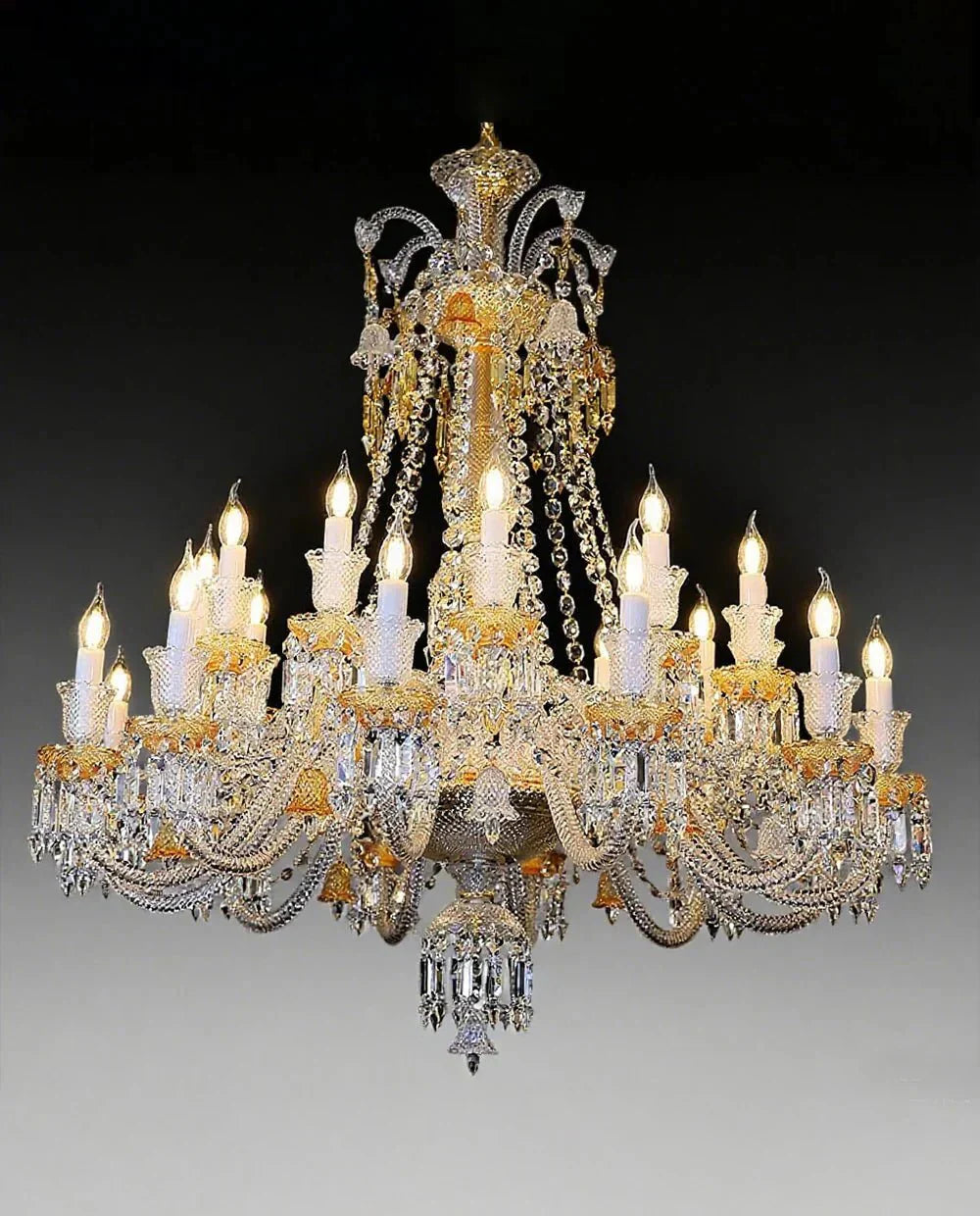 Duplicated 24 Lights Clear & Amber Crystal Lighting Chandelier