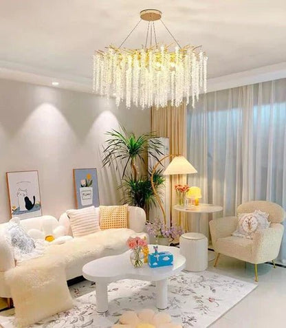 Elegant Crystal Icicle Chandelier in Branch Style for Dining Table Use