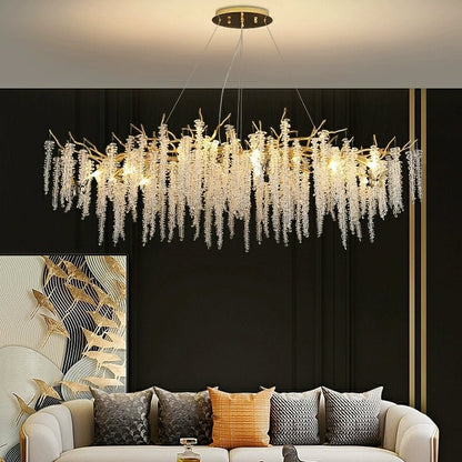 Elegant Crystal Icicle Chandelier in Branch Style for Dining Table Use