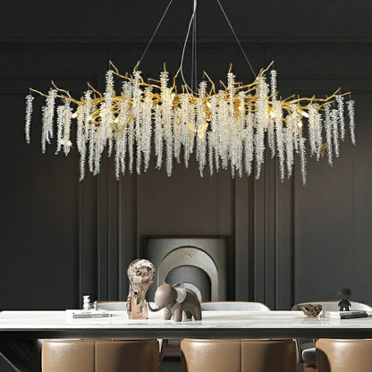 Elegant Crystal Icicle Chandelier in Branch Style for Dining Table Use