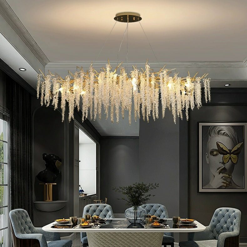 Elegant Crystal Icicle Chandelier in Branch Style for Dining Table Use
