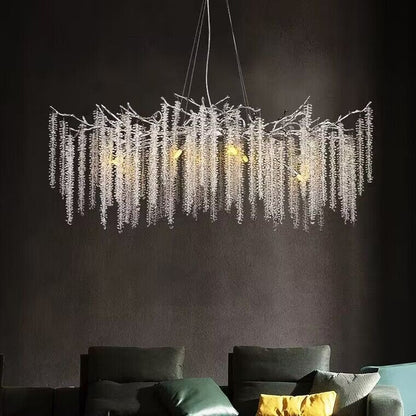 Elegant Crystal Icicle Chandelier in Branch Style for Dining Table Use