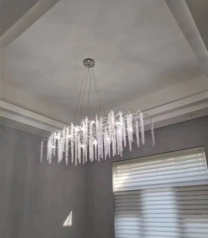 Elegant Crystal Icicle Chandelier in Branch Style for Dining Table Use