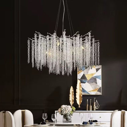 Elegant Crystal Icicle Chandelier in Branch Style for Dining Table Use