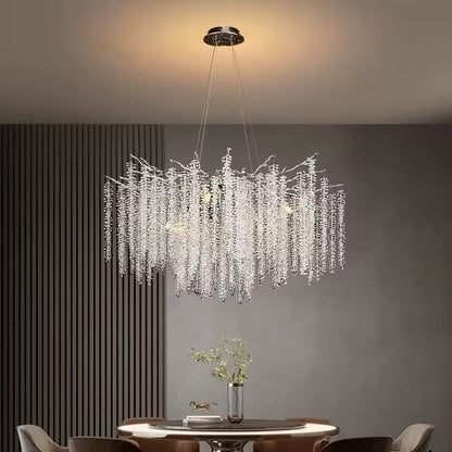 Elegant Crystal Icicle Chandelier in Branch Style for Dining Table Use