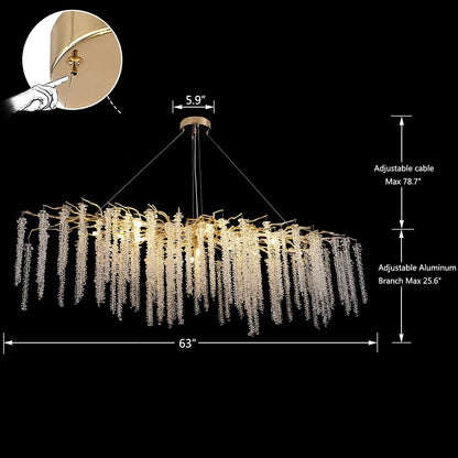 Elegant Crystal Icicle Chandelier in Branch Style for Dining Table Use