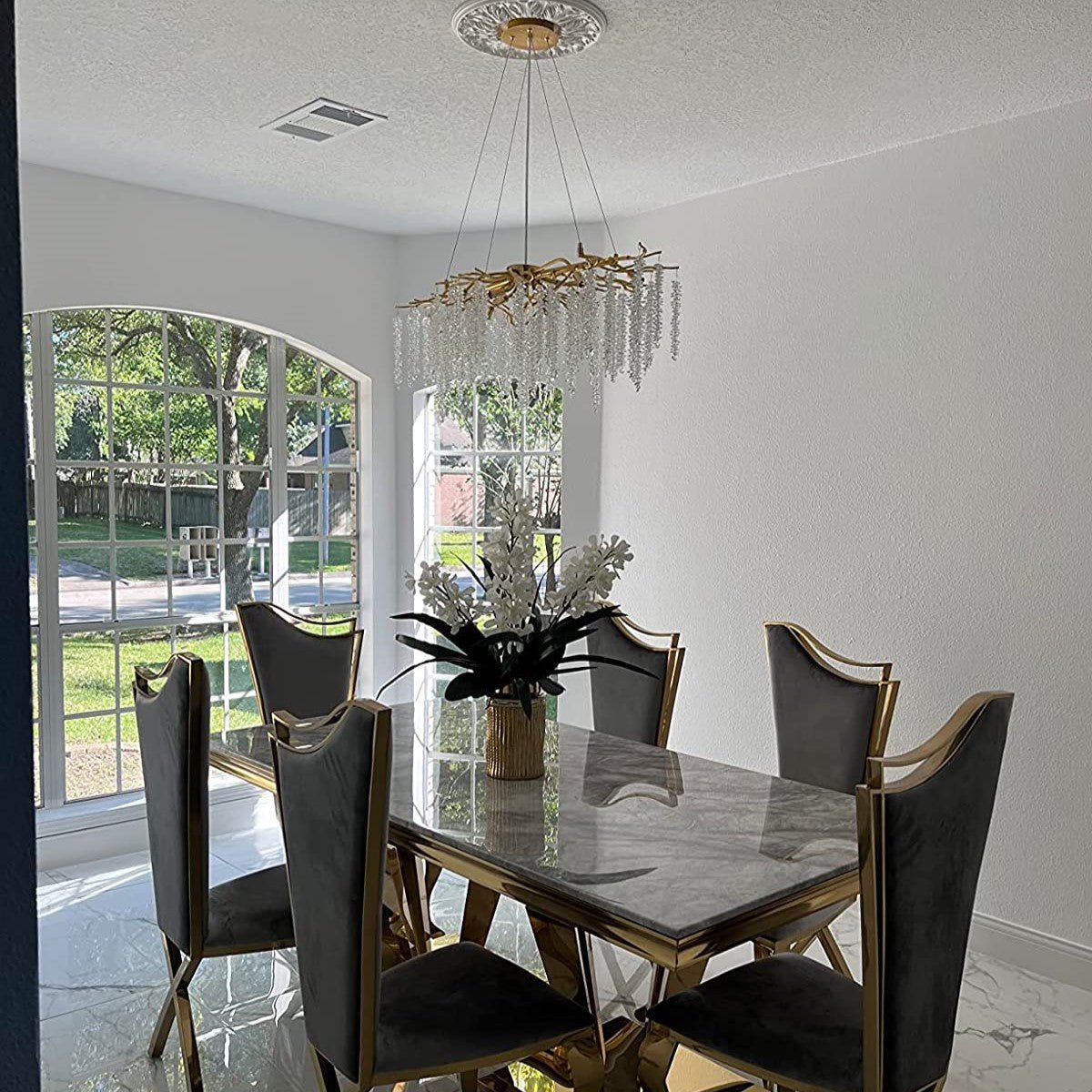 Elegant Crystal Icicle Chandelier in Branch Style for Dining Table Use