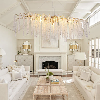 Elegant Crystal Icicle Chandelier in Branch Style for Dining Table Use