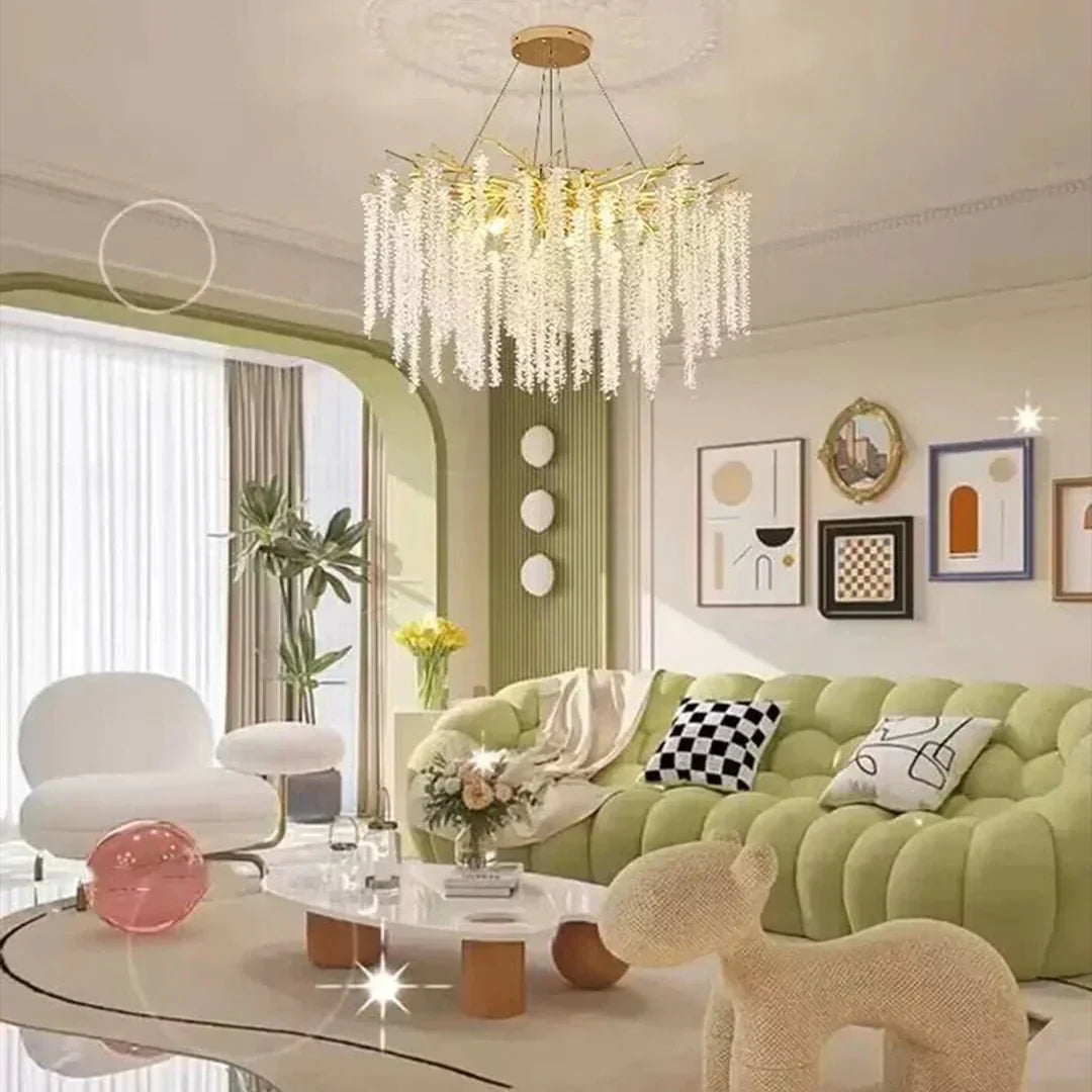 Elegant Crystal Icicle Chandelier in Branch Style for Dining Table Use
