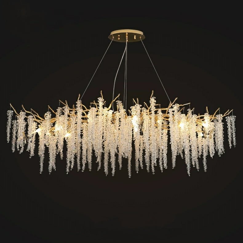 Elegant Crystal Icicle Chandelier in Branch Style for Dining Table Use