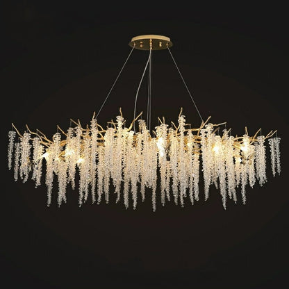Elegant Crystal Icicle Chandelier in Branch Style for Dining Table Use