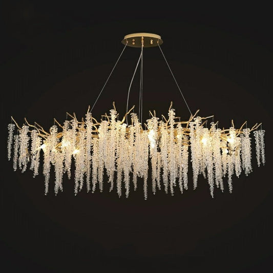 Elegant Crystal Icicle Chandelier in Branch Style for Dining Table Use