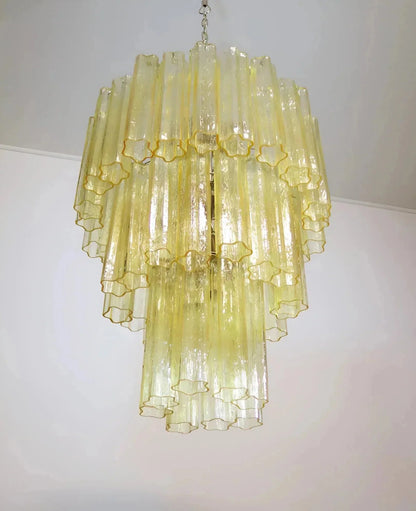 Elegant Yellow Murano Glass Tube Chandelier 25.6"