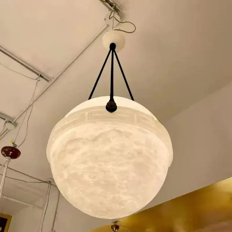 Elowen Round Globe Alabaster Pendant Light