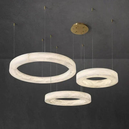 Emerald Real Alabaster Ring Chandelier, Modern Circular Chandelier