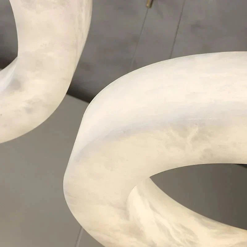 Emerald Real Alabaster Ring Chandelier, Modern Circular Chandelier