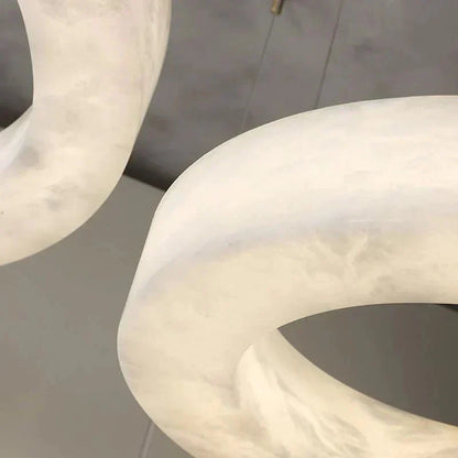 Emerald Real Alabaster Ring Chandelier, Modern Circular Chandelier