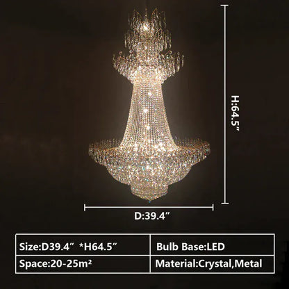 Large French Multi-tiered Crystal Chandelier