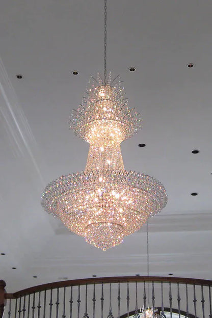 Large French Multi-tiered Crystal Chandelier