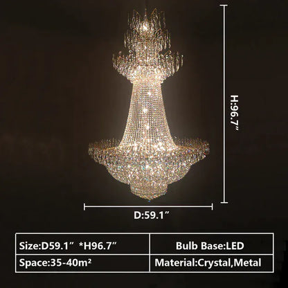Large French Multi-tiered Crystal Chandelier