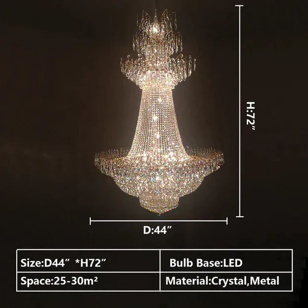 Large French Multi-tiered Crystal Chandelier
