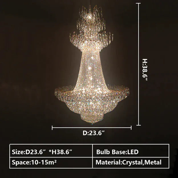 Large French Multi-tiered Crystal Chandelier