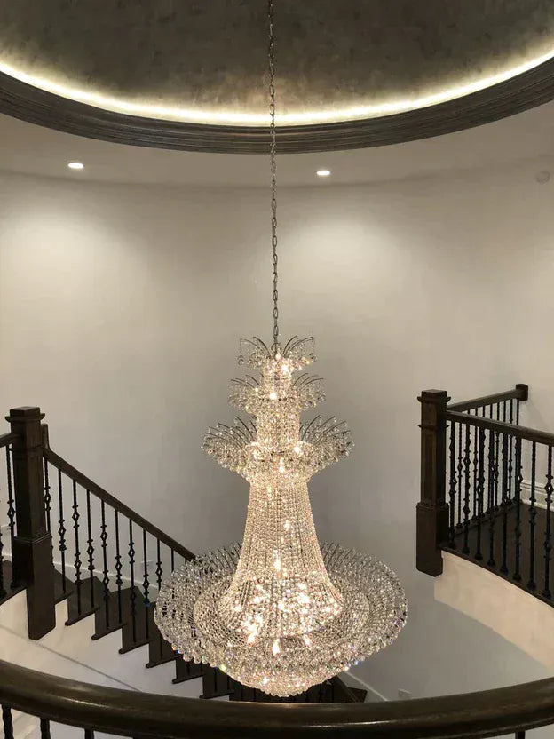 Large French Multi-tiered Crystal Chandelier