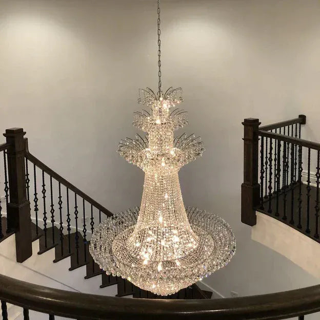 Large French Multi-tiered Crystal Chandelier